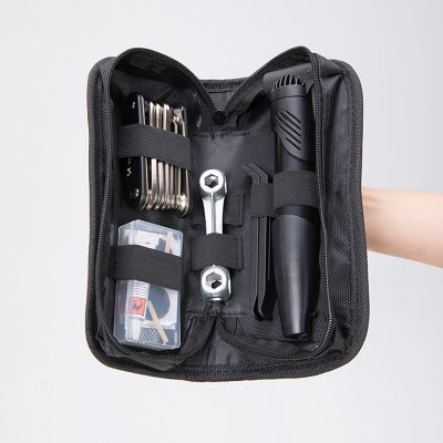 4. Wozinsky WMZ-01N Werkzeugset, 16-in-1 Fahrrad-Multitool, Pumpe, Schraubenschlüssel, Schlauchreparaturset – schwarz