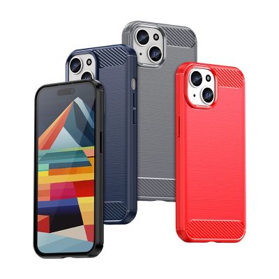 7. Flexible Carbonhülle mit Carbonmuster für iPhone 15 – Blau