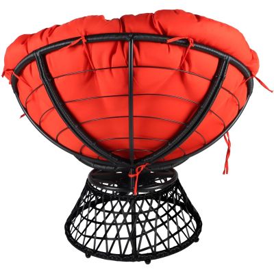 2. 360-Grad-Dreh-Gartenstuhl mit rotem Kissen