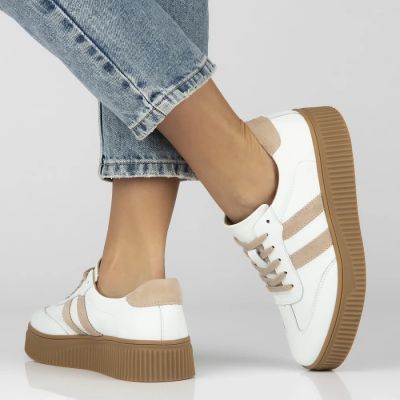7. Weiße Damen-Plateauschuhe aus Wildleder, Modell Filippo DP6776