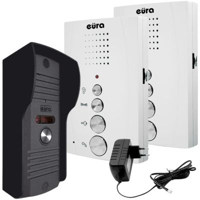 Gegensprechanlage „EURA“ ADP-51A3 „DIFESA“ – für 1 Familie, 2 Innenstationen, Intercom, weiß
