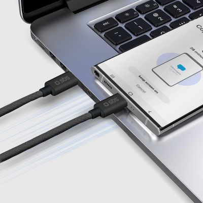 6. SBS TECABLETISSUETCK USB-C – USB-C-Kabel 1,5 m 60 W geflochten – Schwarz