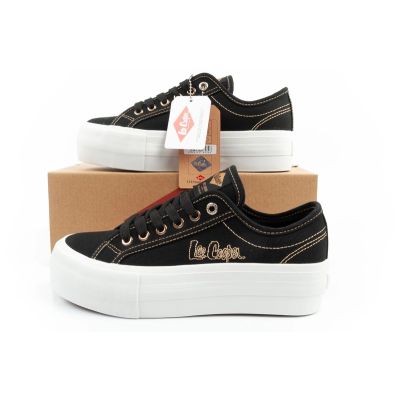 19. Lee Cooper Damen-Sneaker mit Plateausohle, schwarz mit Gold