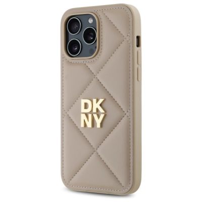 2. DKNY Quilted Stack Logo Hülle für iPhone 14 Pro – Beige