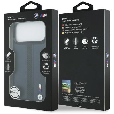 8. BMW M MagSafe Hülle mit perforiertem Streifenlogo für iPhone 17 Pro Max – Marineblau