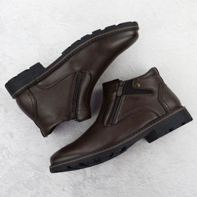 9. Herren-Winterstiefeletten mit Fellfutter und Reißverschlüssen, braun VanHorn AN71309
