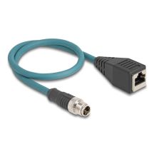 DeLOCK M12 X-codiertes 8-poliges Stecker-auf-RJ45-Buchsen-Adapterkabel, 50 cm lang