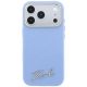 3. Karl Lagerfeld Saffiano MagSafe Hülle mit kleinem Schriftzug und Metalllogo für iPhone 17 Pro / 18 Pro – Hellblau