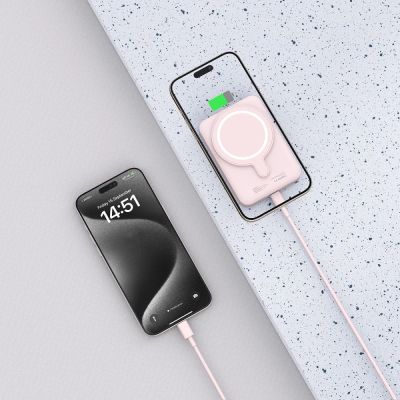 6. Tech-Protect LifeMag PB11 Powerbank mit MagSafe 10000 mAh 15 W USB-C-Anschluss – Rosa + USB-C-Kabel