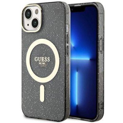 Guess GUHMP14MHCMCGK iPhone 14 Plus 6,7" schwarz/schwarze Hardcase Glitter Gold MagSafe