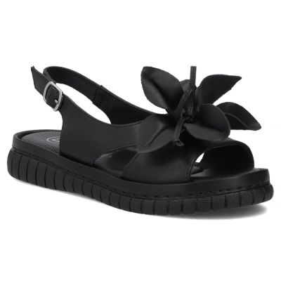 Schwarze Keilsandalen aus Leder für Damen, Filippo DS6965