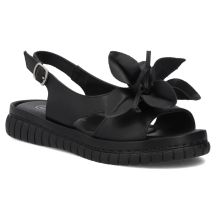 Schwarze Keilsandalen aus Leder für Damen, Filippo DS6965