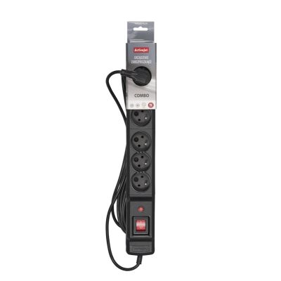 3. Activejet COMBO Überspannungsschutzleiste 6 gn/3 m/cz (10 A; 2300 W) 3 m; schwarz