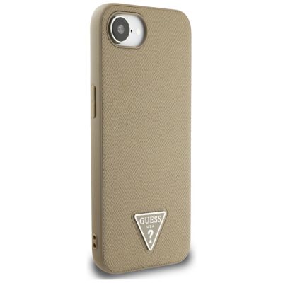 4. Guess Grained Triangle MagSafe iPhone 16e Hülle - Braun