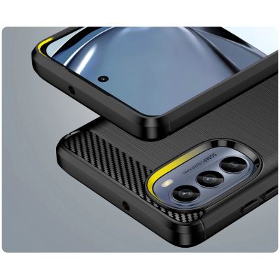 6. Carbon Case für Motorola Moto G62 5G flexible Silikon-Carbon-Hülle schwarz