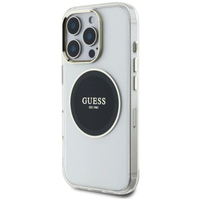 2. Guess IML Metal Colored Circle Classic Logo MagSafe Hülle für iPhone 16 Pro - Schwarz