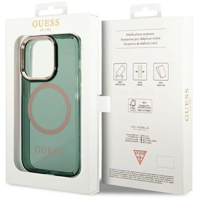 8. Guess GUHMP14XHTCMA iPhone 14 Pro Max 6,7" grün/khaki Hartschale Gold Outline Translucent MagSafe