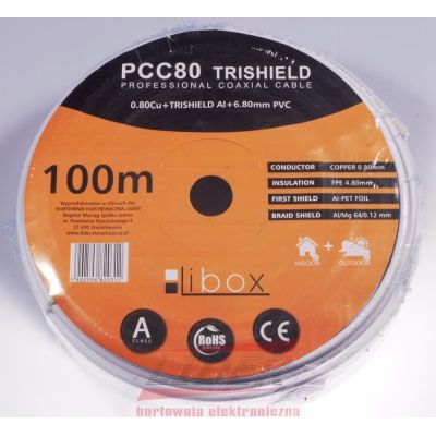 5. LIBOX Koaxialkabel PCC80, 0,8 mm² Querschnitt, 100 m