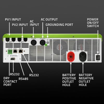 4. Qoltec Off-Grid Hybrid-Solarwechselrichter 11000W | 160A | 48V | MPPT | BMS | Sinus | WLAN-Option | Leistungsfaktor 1,0