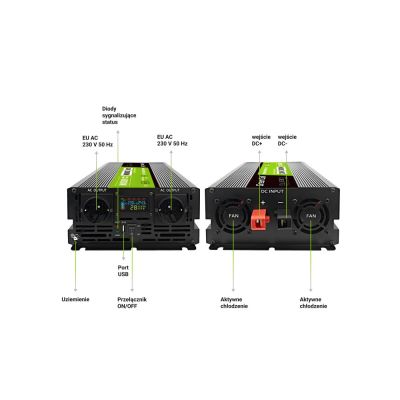 Green Cell LCD-Wechselrichter 24V/230V 3000W/6000W Reiner Sinus INVGC24P3000LCD