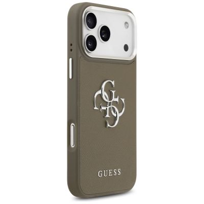 4. Guess Grained Big 4G Classic Logo Hülle für iPhone 17 Pro Max - Braun