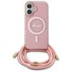 Guess Crossbody Cord Script MagSafe-Hülle für iPhone 16 – Rosa