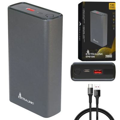 5. Extralink Powerbank EPB-126 20000mAh Silber, 45W PD, USB-C