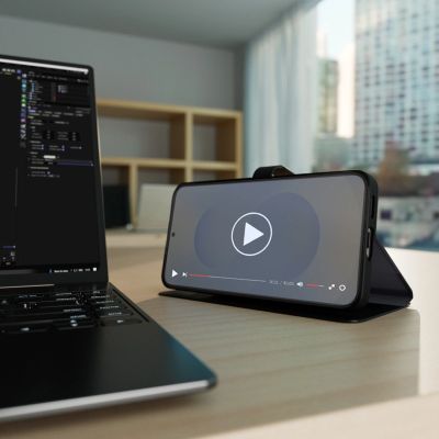 12. Puro Booklet Case mit Klappe und Geldbörse für Samsung Galaxy S25 – Schwarz