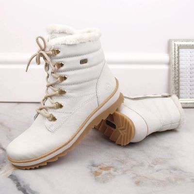 7. Remonte W RKR629 Wollgefütterte wasserdichte Lederstiefeletten, weiß