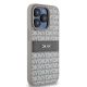 4. DKNY Lederhülle mit Monostreifen und Metalllogo für iPhone 15 Pro Max – Beige