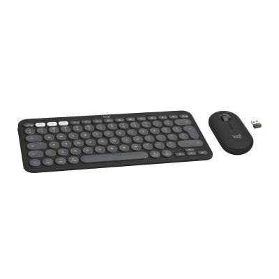 5. Logitech 920-012244 Tastatur und Maus inklusive, universell, kabellos per Funk (RF) + Bluetooth, QWERTY-Tastatur (American International), Graphit