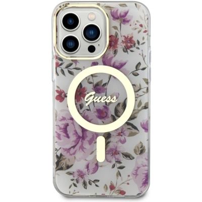 3. Guess GUHMP14XHCFWST iPhone 14 Pro Max 6,7" transparente Hardcase Flower MagSafe