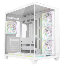 RAMPAGE PC-Gehäuse mit gehärtetem Glas SEALITE 7X, 7 ARGB-PWM-Lüfter, WHITE
