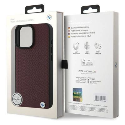 12. BMW MagSafe Hülle mit Leder-Diamant-Metalllogo für iPhone 16 Pro Max – Rot