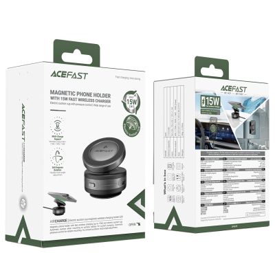 7. Acefast E29 Magnethalterung mit kabellosem Ladegerät mit Saugnapf für Armaturenbrett/Windschutzscheibe, Schwarz