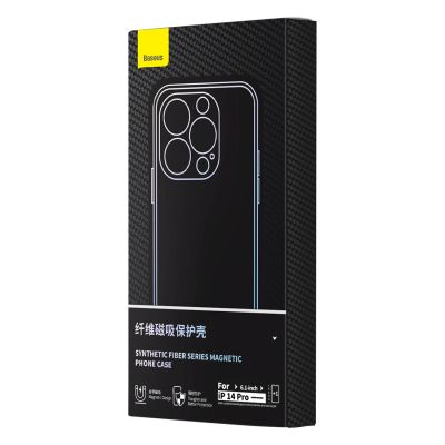 6. Gepanzerte Hülle für iPhone 14 Pro kompatibel mit MagSafe Baseus Kunstfaser-Hartglas – Schwarz