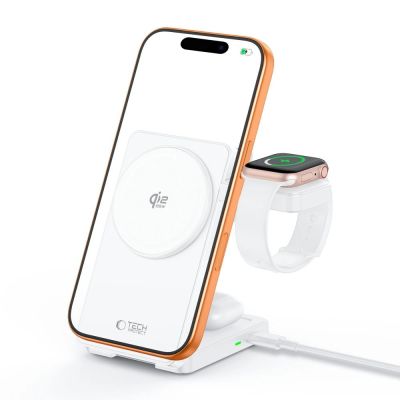 2. Tech-Protect A56 3-in-1 MagSafe 25W Qi2.2 Kabelloses Ladegerät + USB-C / USB-C Kabel 100cm - Weiß