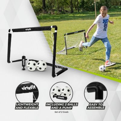 5. VIRTUFIT KINDER-FUSSBALLTOR-SET MIT 2 BÄLLEN UND PUMPE - FUSSBALLTORE - 92