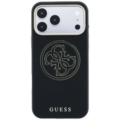 3. Guess Perforierte 4G Gold Logo Magsafe Hülle für iPhone 17 Pro / 18 Pro - Schwarz