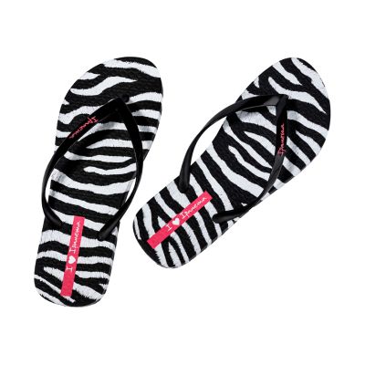 4. Ipanema Damen-Flip-Flops mit Tiermuster, Schwarz und Grau, 83846-BP655