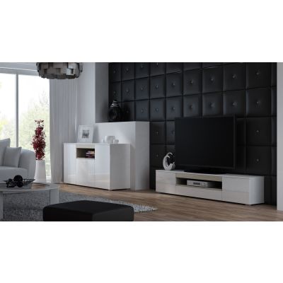 VIVA 150 Kommode, weiß/glänzend weiß + Sonoma-Eiche