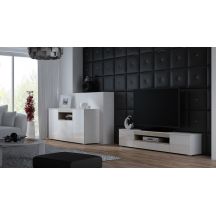 VIVA 150 Kommode, weiß/glänzend weiß + Sonoma-Eiche