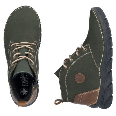 5. Gefütterte grüne Damen-Ankle-Boots aus Leder von Rieker (Modell 55036-54)