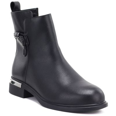 Schwarze Damen-Ankle-Boots aus Leder D&A S.Barski MK62-7025