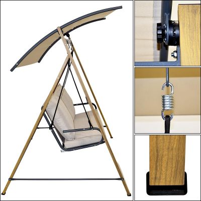 4. GARTEN- UND BALKONSCHAUKEL FÜR 2 PERSONEN 194x136x173CM SANDfarben