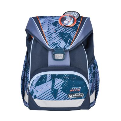 3. Herlitz UltraLight Plus TechMech Schulrucksack-Set für Jungen, Polyester, Blau, Orange