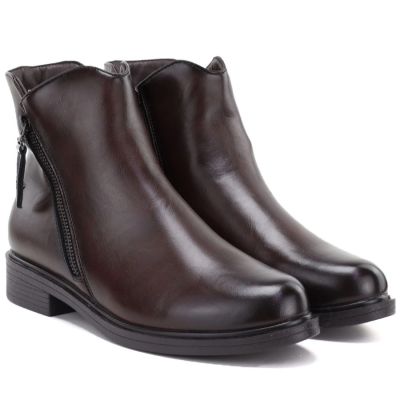 4. Gefütterte Damen-Lederstiefeletten in Schokoladenbraun Potocki JE19485ac