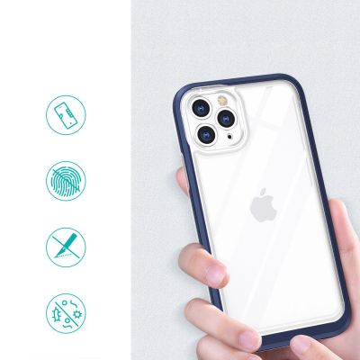 2. Klare 3-in-1-Hülle für das iPhone 11 Pro Max mit blauem Gel-Rahmen