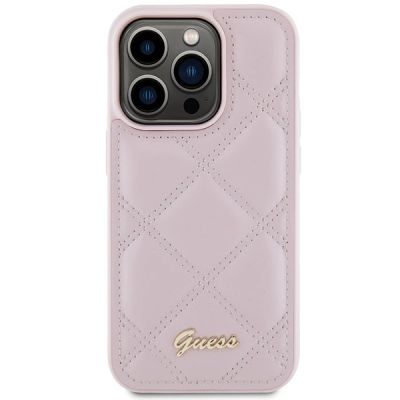 3. Guess Quilted Metal Logo-Hülle für iPhone 15 Pro Max – Rosa