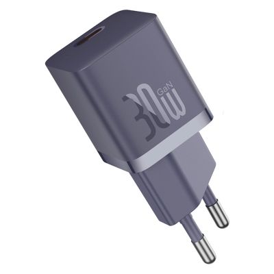 3. Baseus GaN5 30W USB-C EU-Wandladegerät mit lila Kabel , Baseus Dynamic 3 USB-C 100W 1m - Lila